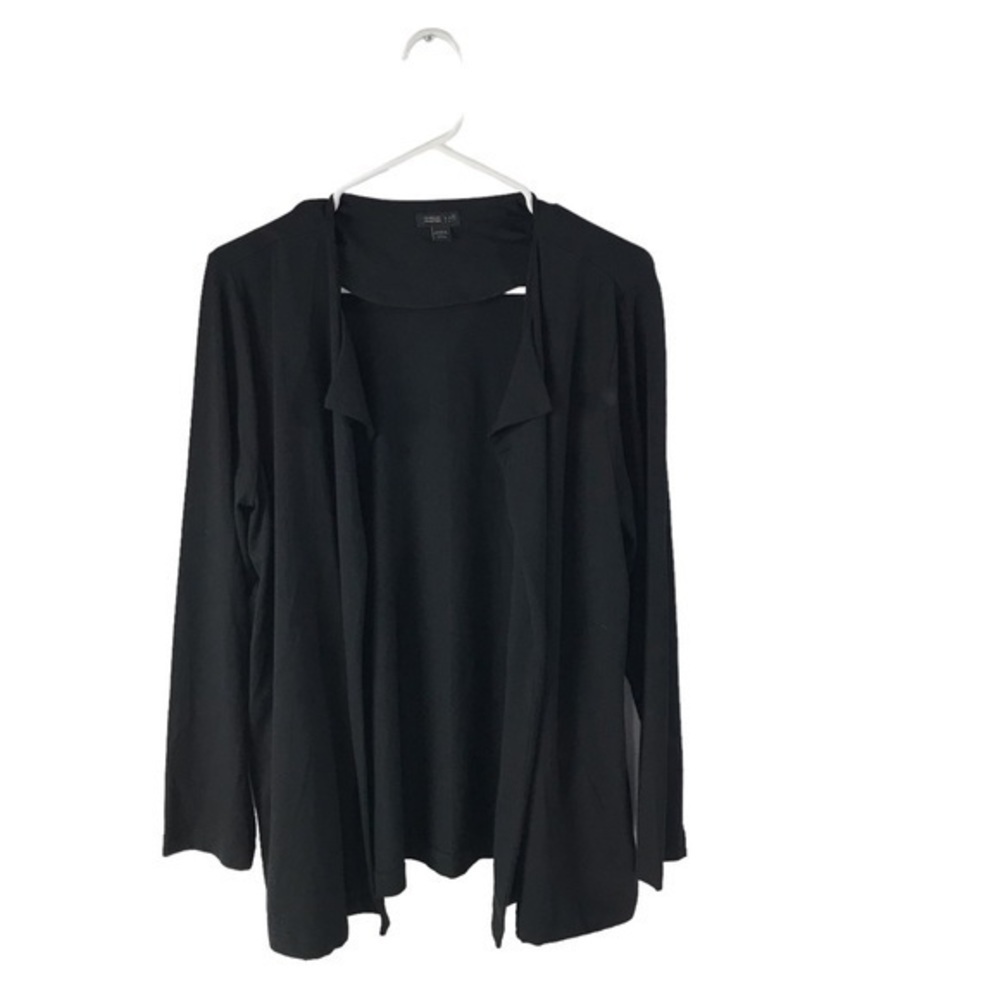 J. Jill Wearever collection black knit open front cardigan size Large petite